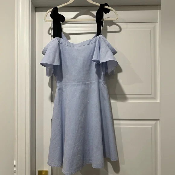 NWT Beautiful and feminine A-Line Sugar+Lips Light Blue Off-Shoulder Dress Sz S - Picture 9 of 16